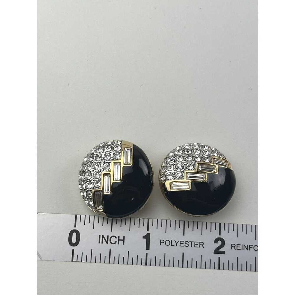 Swarovski Vintage Clip On Earrings Gold Tone Blac… - image 2