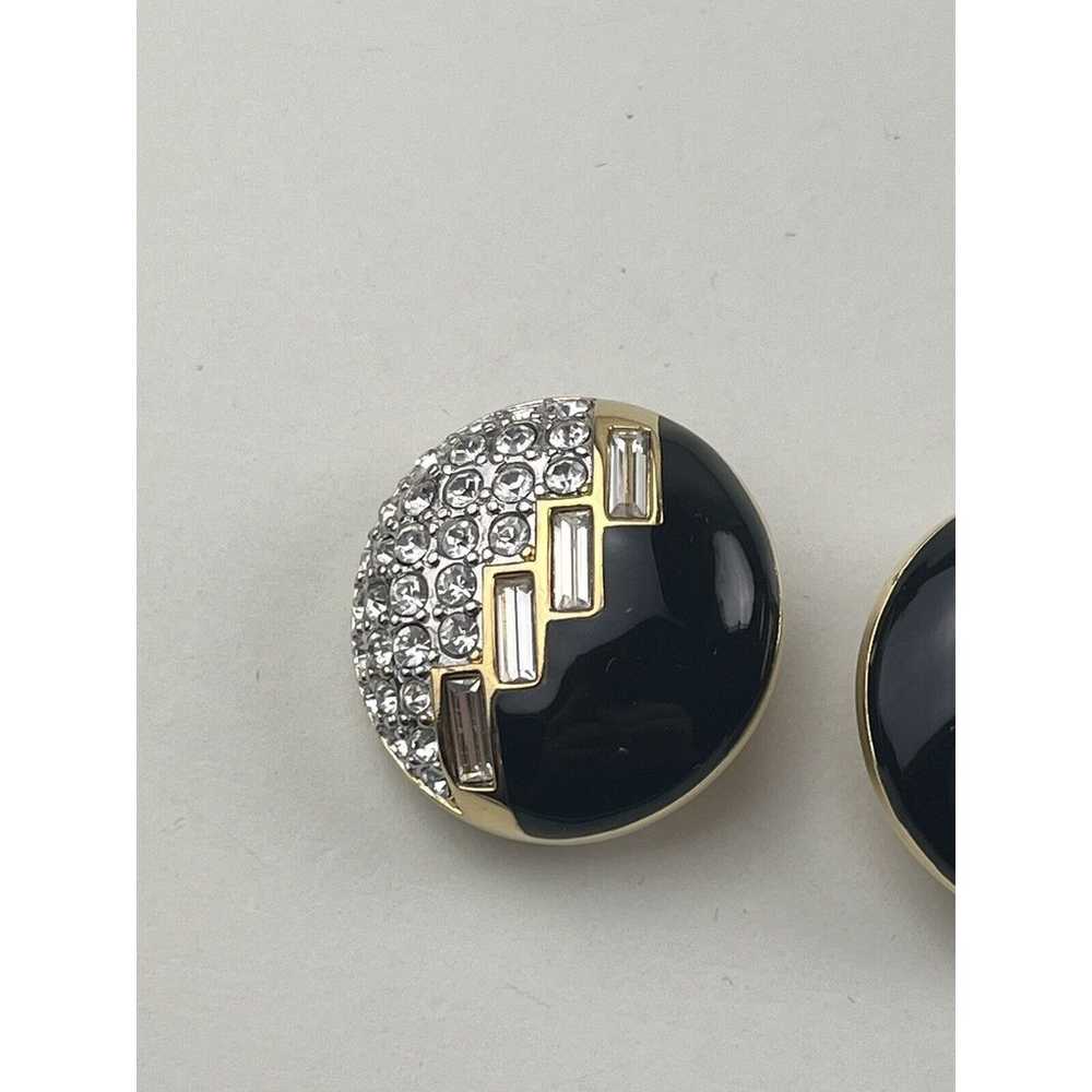 Swarovski Vintage Clip On Earrings Gold Tone Blac… - image 5