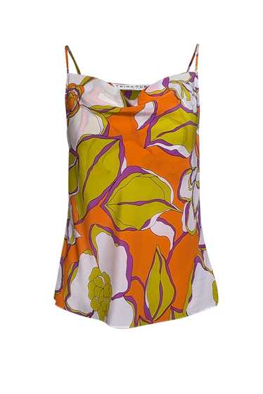 Trina Turk - Orange & Yellow Floral Print Silk Co… - image 1