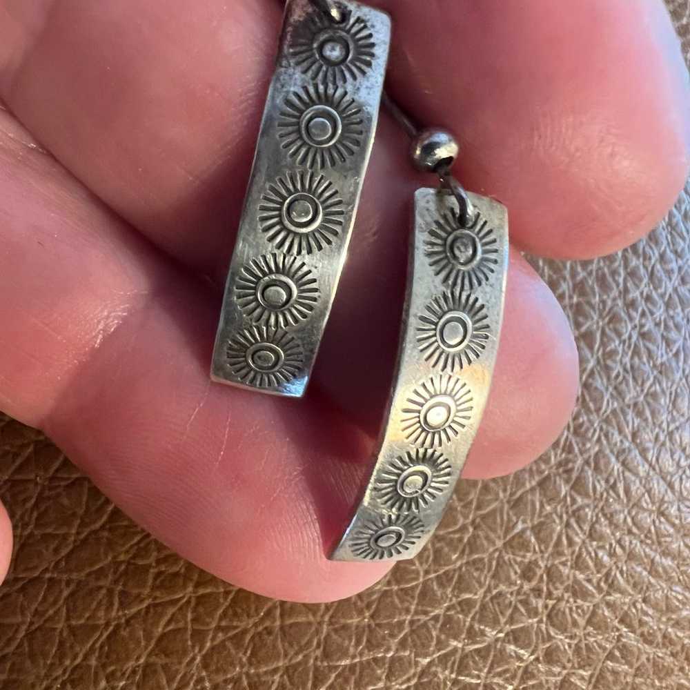 Sterling Silver Vintage Stamped Native Earrings - image 1