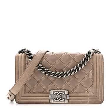 CHANEL Calfskin Quilted Double Stitch Medium Boy … - image 1