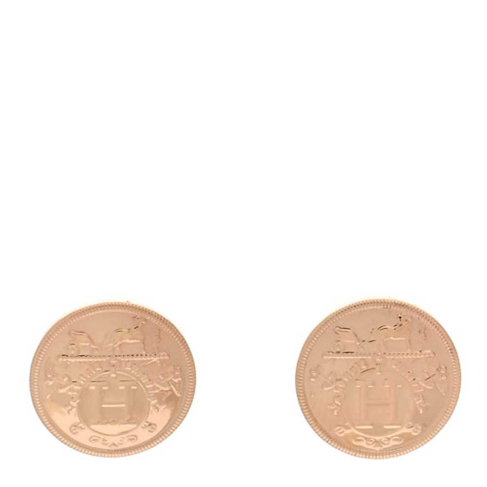 HERMES 18K Rose Gold TPM Ex-Libris Stud Earrings - image 1