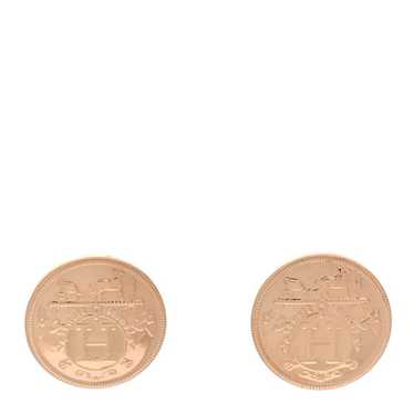 HERMES 18K Rose Gold TPM Ex-Libris Stud Earrings - image 1