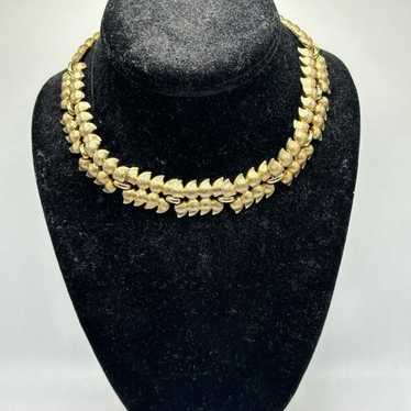 Vintage Gold Tone Monet Bib Style Statement Neckl… - image 1