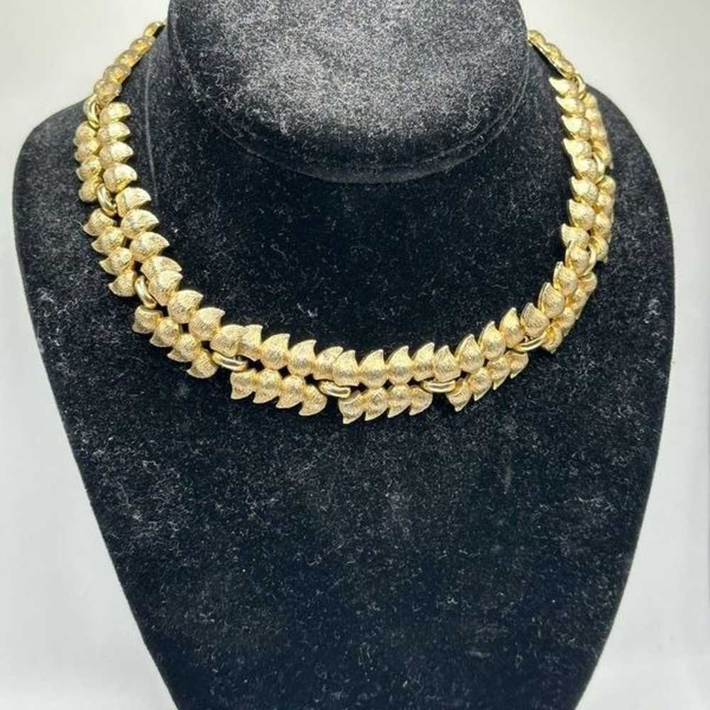 Vintage Gold Tone Monet Bib Style Statement Neckl… - image 3