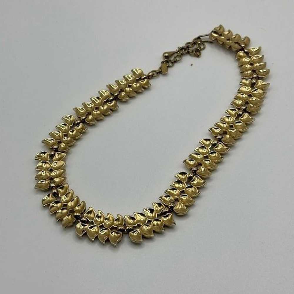 Vintage Gold Tone Monet Bib Style Statement Neckl… - image 8