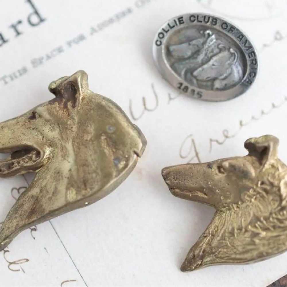 Vintage brooch set of 3 collie dogs for dog lover… - image 1