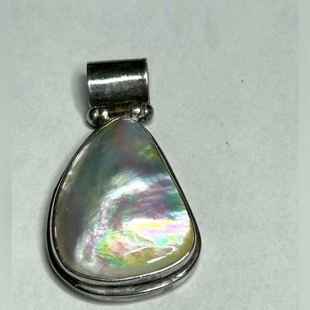 Vintage Abalone Sterling Silver Pendant - image 1