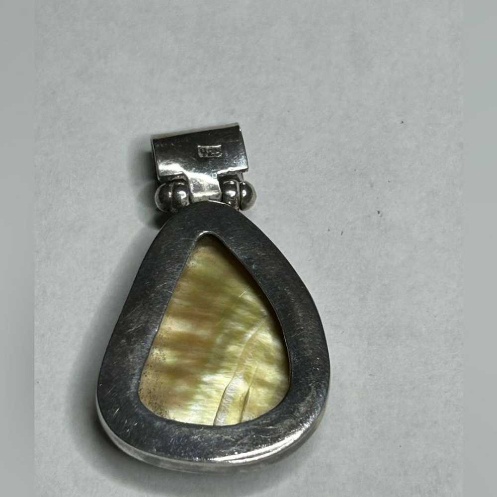 Vintage Abalone Sterling Silver Pendant - image 2