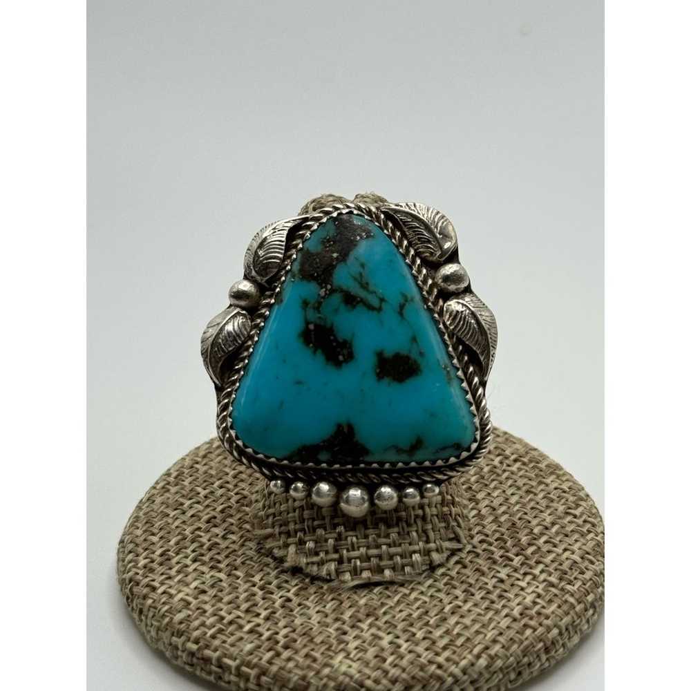 Vintage Navajo Yazzie Large Sterling Silver Turqu… - image 4