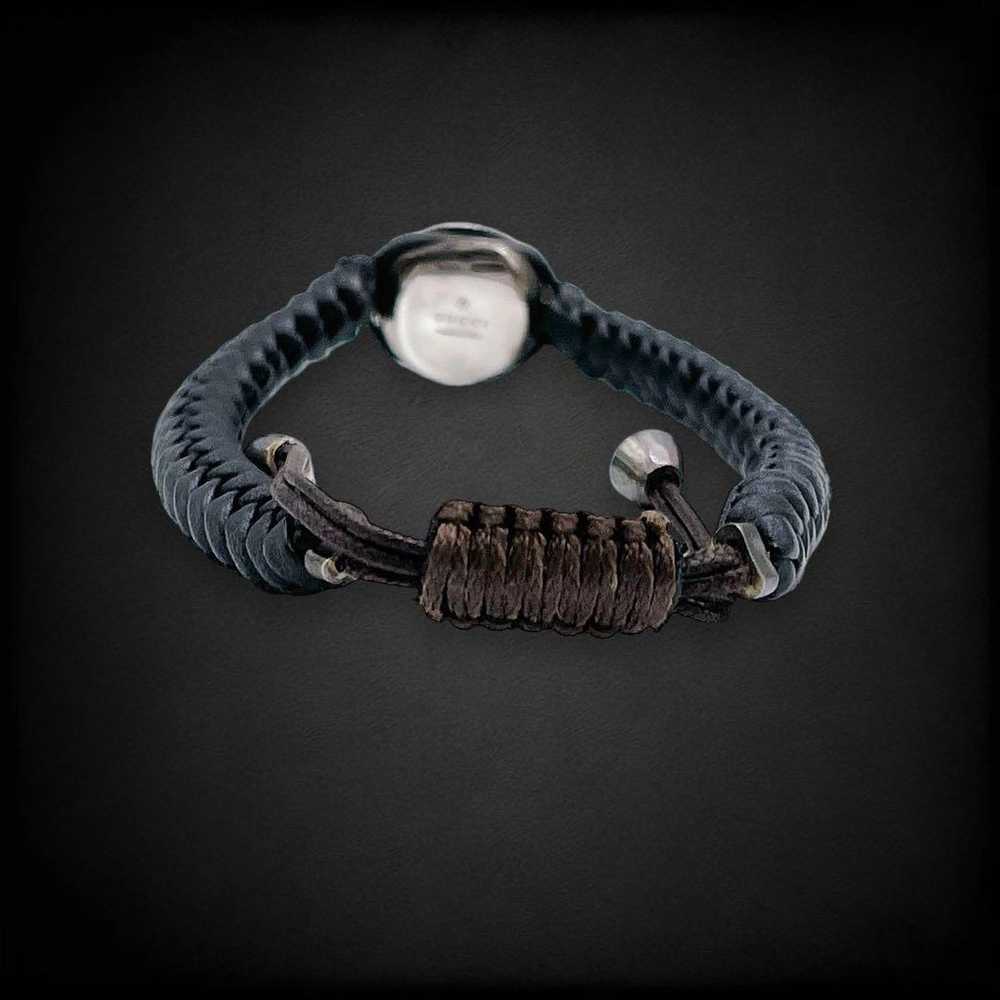 Gucci Bracelet Emblem Crest Leather Black Silver … - image 6