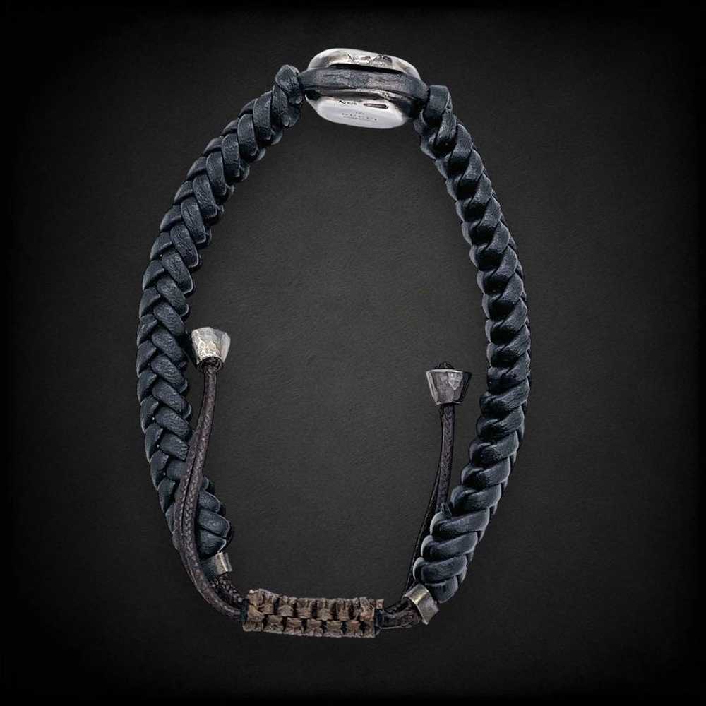 Gucci Bracelet Emblem Crest Leather Black Silver … - image 8