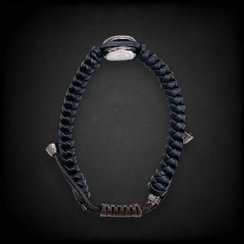 Gucci Bracelet Emblem Crest Leather Black Silver … - image 9