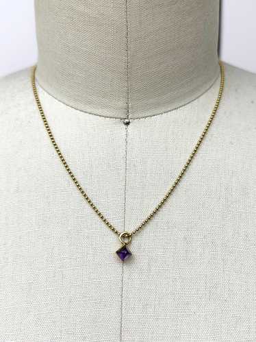 18k Gold Ball Chain & Amethyst Necklace*