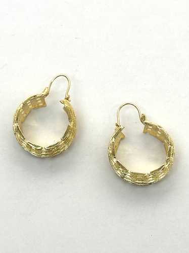 14K Lattice Crescent Hoops