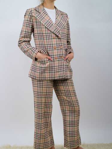 1970s Plaid Wool Blend Pantsuit by "Pant Man"