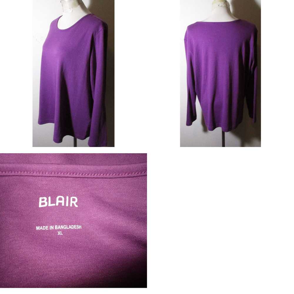 Vintage Women's BLAIR Purple Cotton Long Sleeve T… - image 4