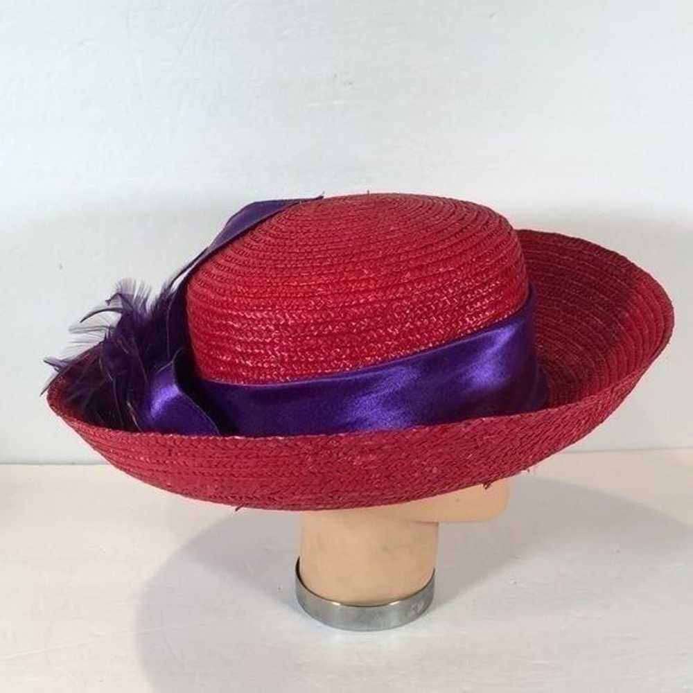 Vintage Womens Woven Hat Red Hat Society Purple B… - image 2