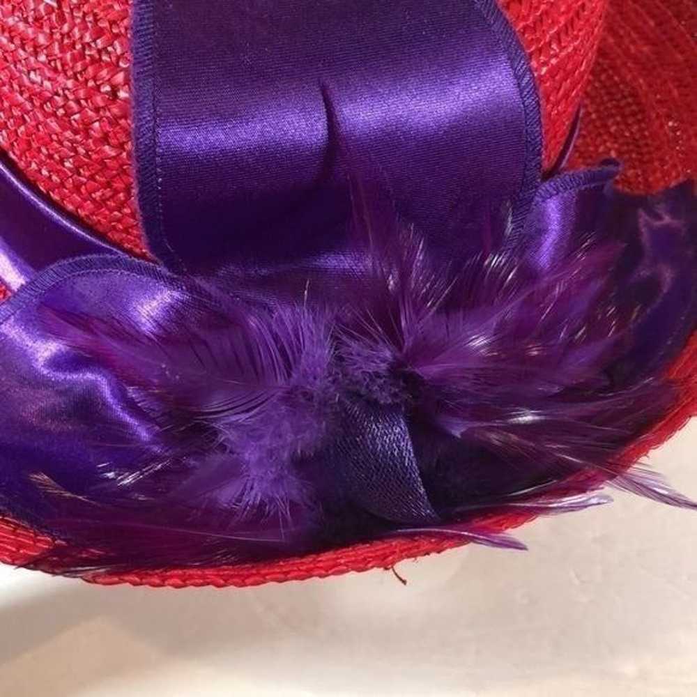 Vintage Womens Woven Hat Red Hat Society Purple B… - image 7