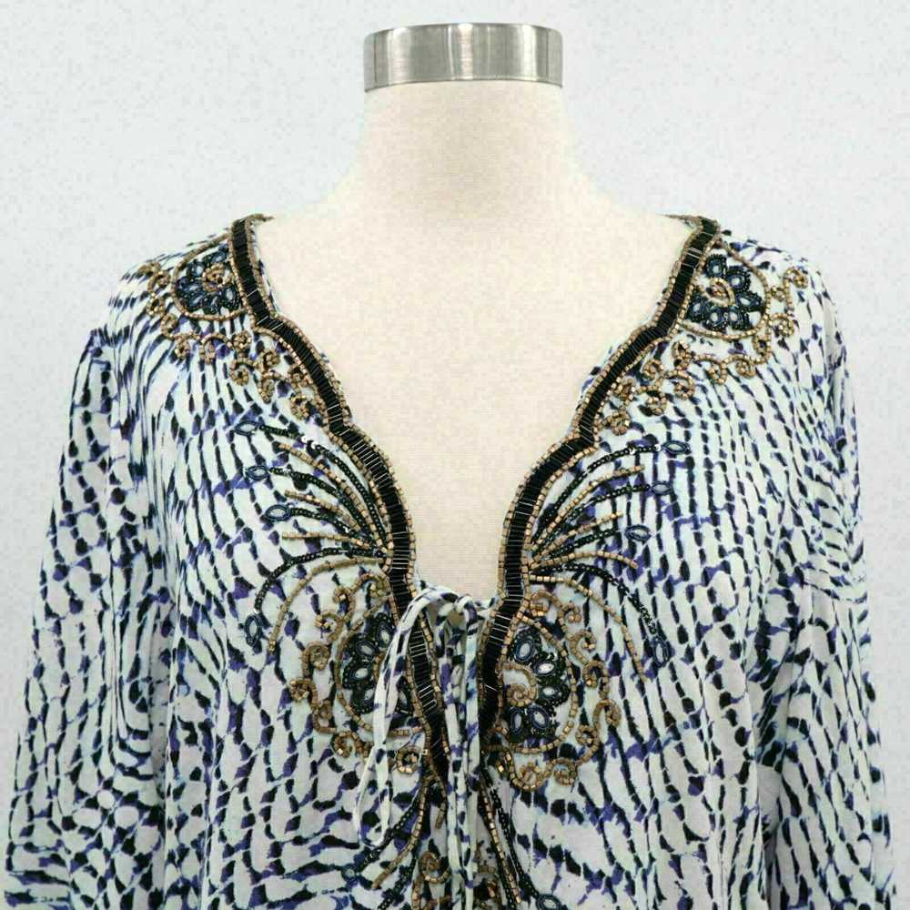 Vintage Soft Surroundings Tunic Top L Blue White … - image 2