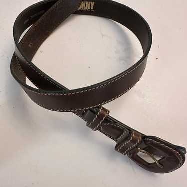 Vintage DKNY Italian Brown Leather Women’s Belt A… - image 1