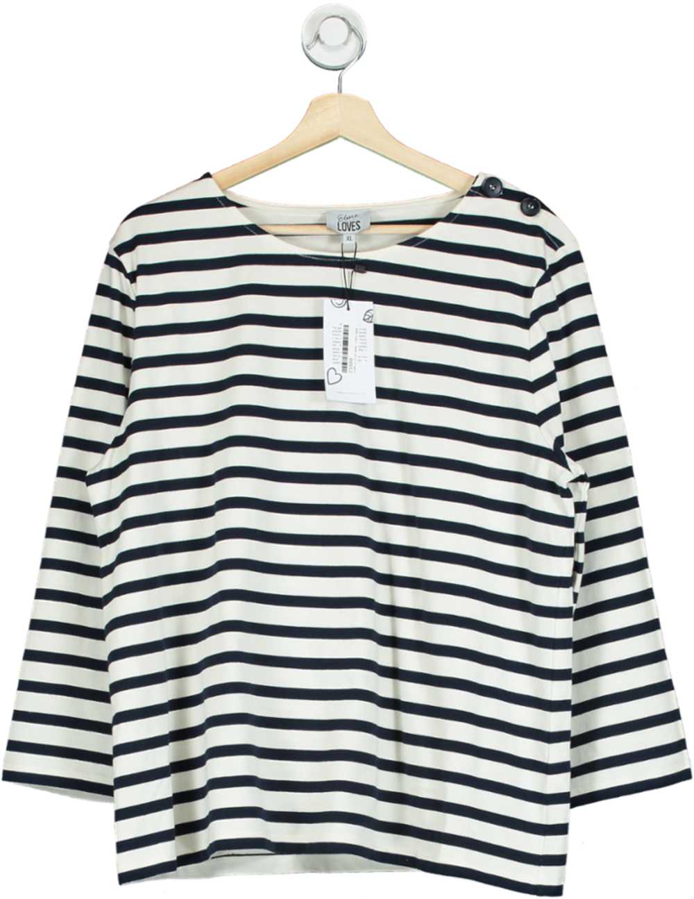 Eleven Loves Navy/White Striped Long-Sleeve Top U… - image 1