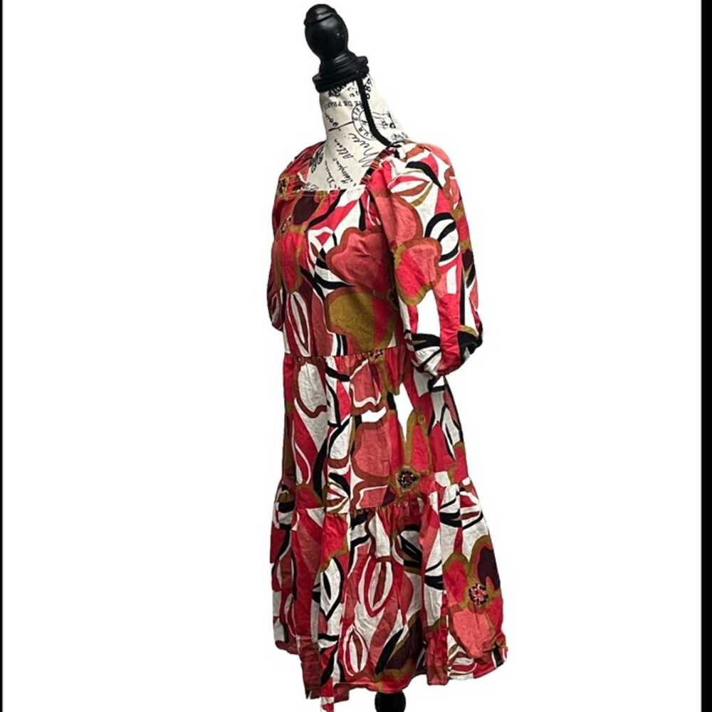 Mlle Gabrielle Dress Women's Sz S Red Floral Tier… - image 2