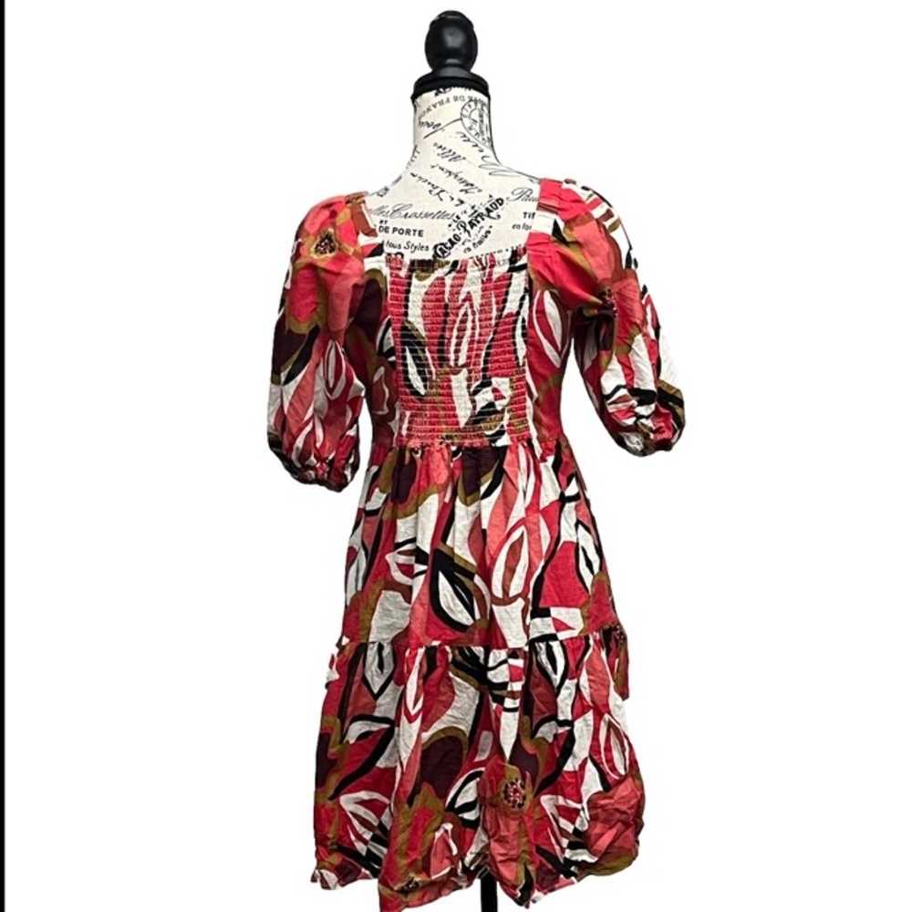 Mlle Gabrielle Dress Women's Sz S Red Floral Tier… - image 4