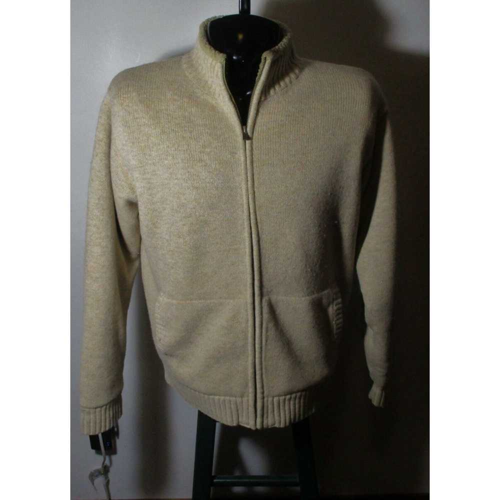 Vintage Men's L.L. BEAN Tan Full Zip 100% Lambswo… - image 1