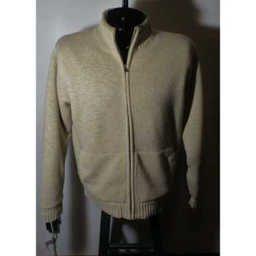 Vintage Men's L.L. BEAN Tan Full Zip 100% Lambswo… - image 1