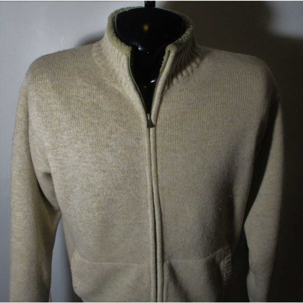 Vintage Men's L.L. BEAN Tan Full Zip 100% Lambswo… - image 2