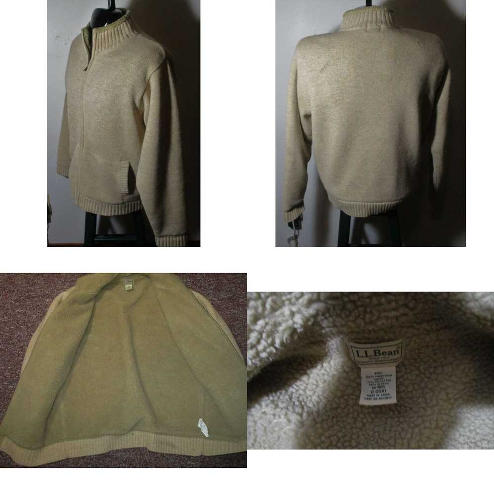 Vintage Men's L.L. BEAN Tan Full Zip 100% Lambswo… - image 4