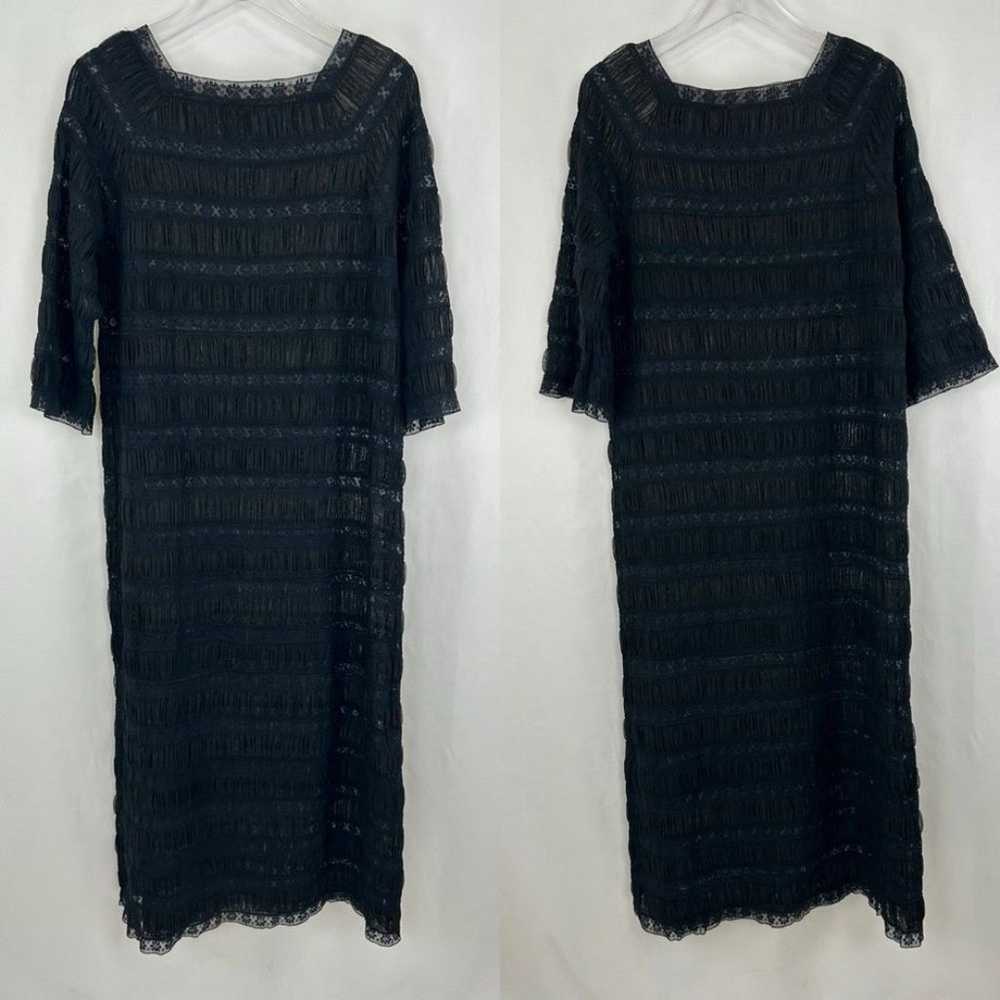 Vintage Black Plisse Sheer Lace Dress - image 5