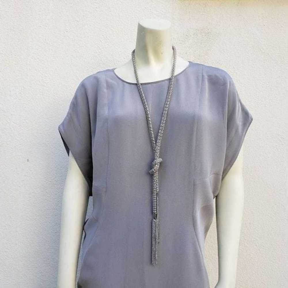 Vintage Balenciaga Women Silk Silver Grey Dolman … - image 3