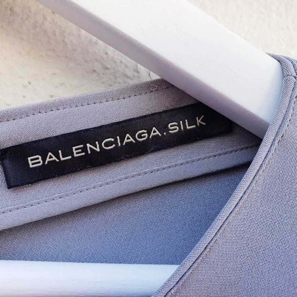 Vintage Balenciaga Women Silk Silver Grey Dolman … - image 8