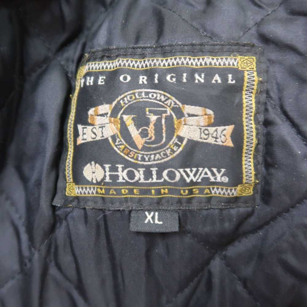 Holloway Vintage Varsity Jacket Black Leather Woo… - image 3