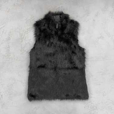 Vintage Vintage Confess Black Faux Fur and Knit Z… - image 1