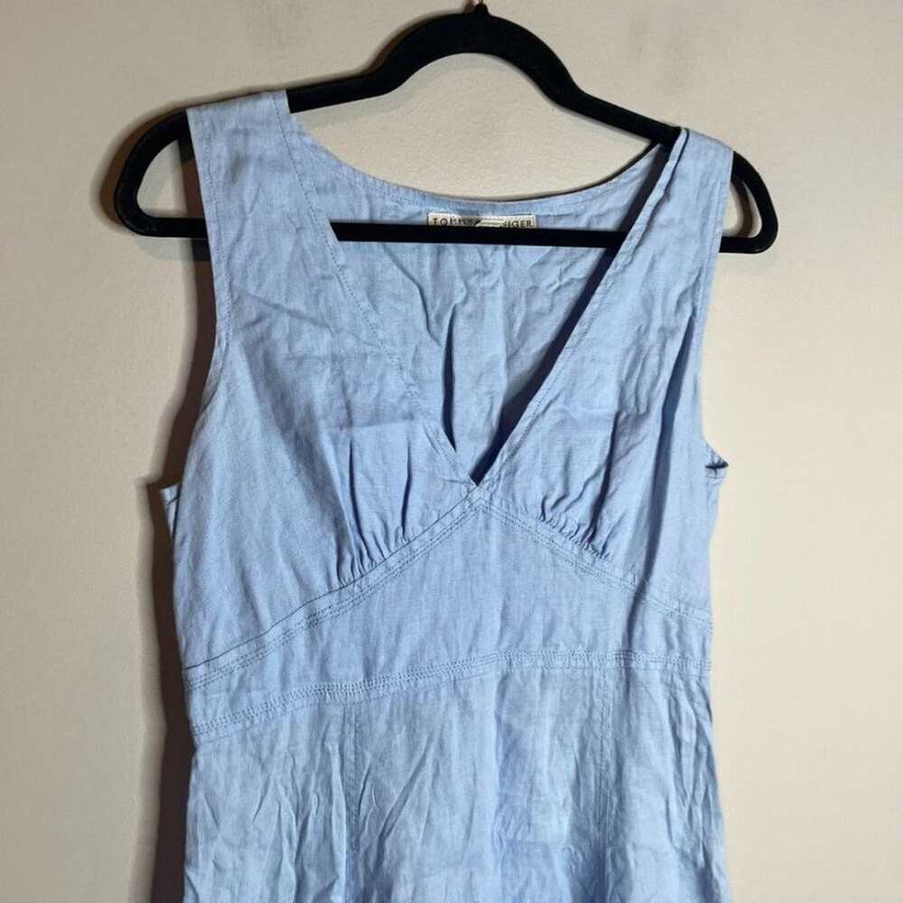 Y2K Tommy Hilfiger light blue linen midi dress - image 2