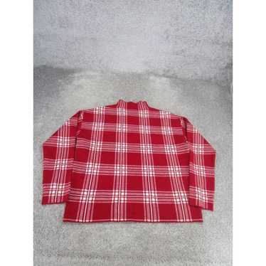 Vintage Tahari Sweater Womens Medium Red Plaid Moc