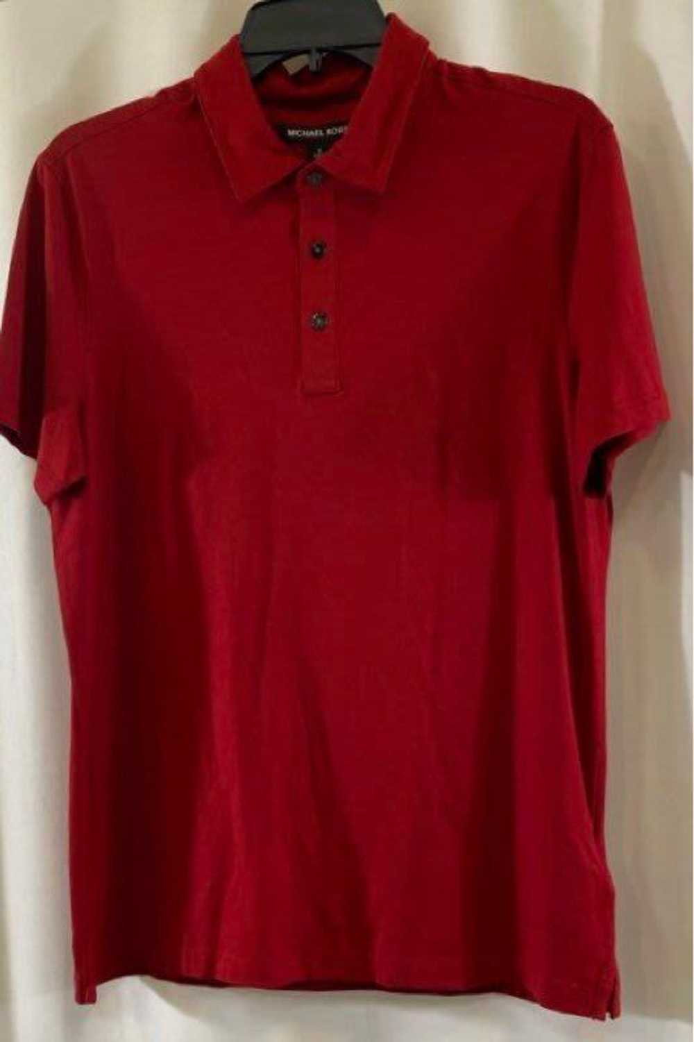 NWT Michael Kors Mens Ruby Red Short Sleeve Colla… - image 1