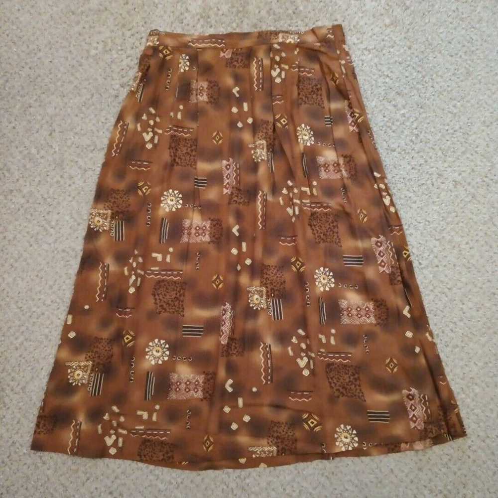 Vintage Sag Harbor Skirt XL Brown Geometric Maxi … - image 1