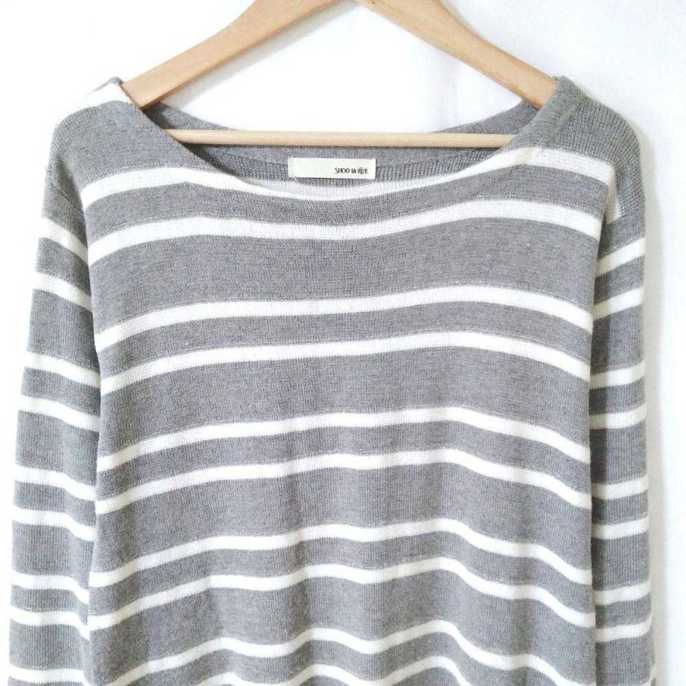 Shularoo one-piece knit border pattern gray boat … - image 3