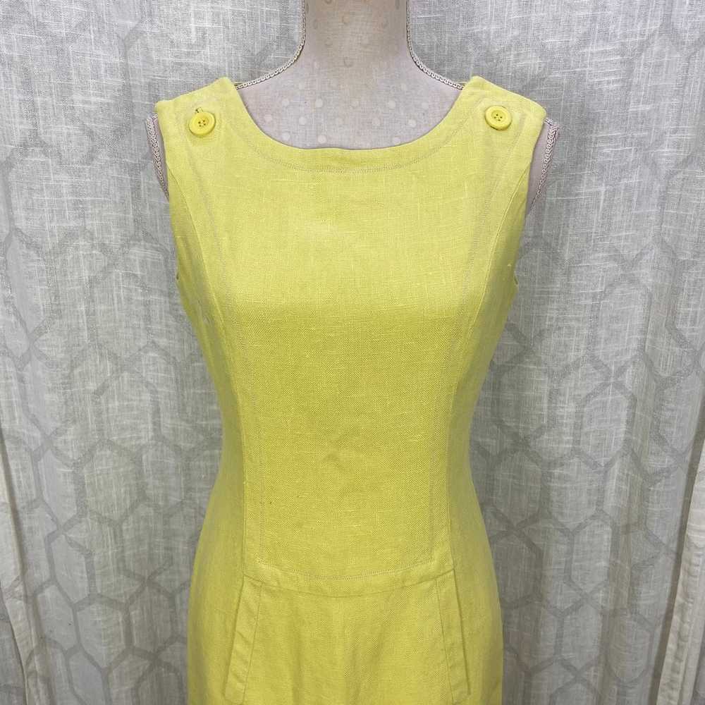 Vintage Lemon Yellow Sheath Dress Est Size M Mod … - image 11