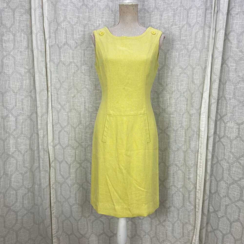 Vintage Lemon Yellow Sheath Dress Est Size M Mod … - image 12