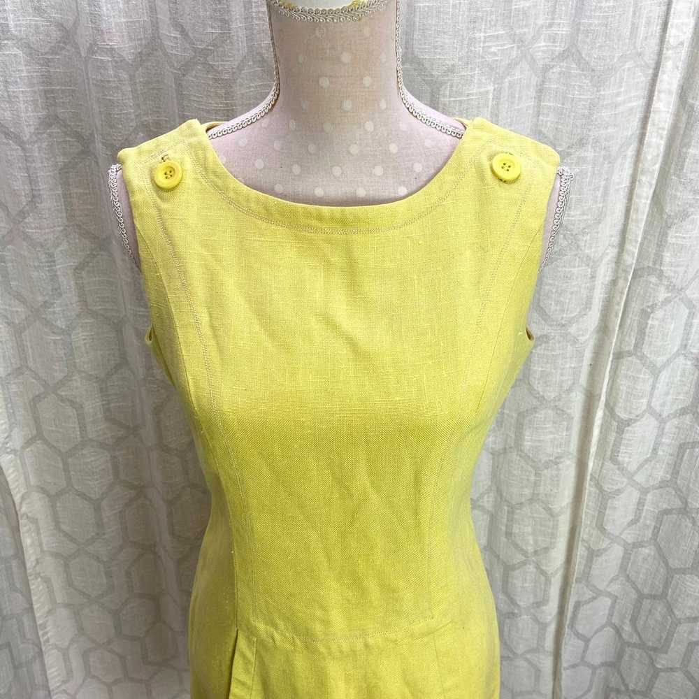 Vintage Lemon Yellow Sheath Dress Est Size M Mod … - image 2