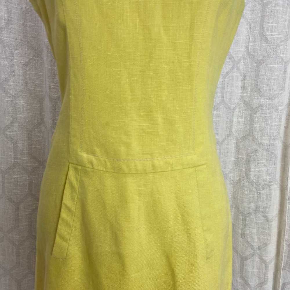 Vintage Lemon Yellow Sheath Dress Est Size M Mod … - image 4