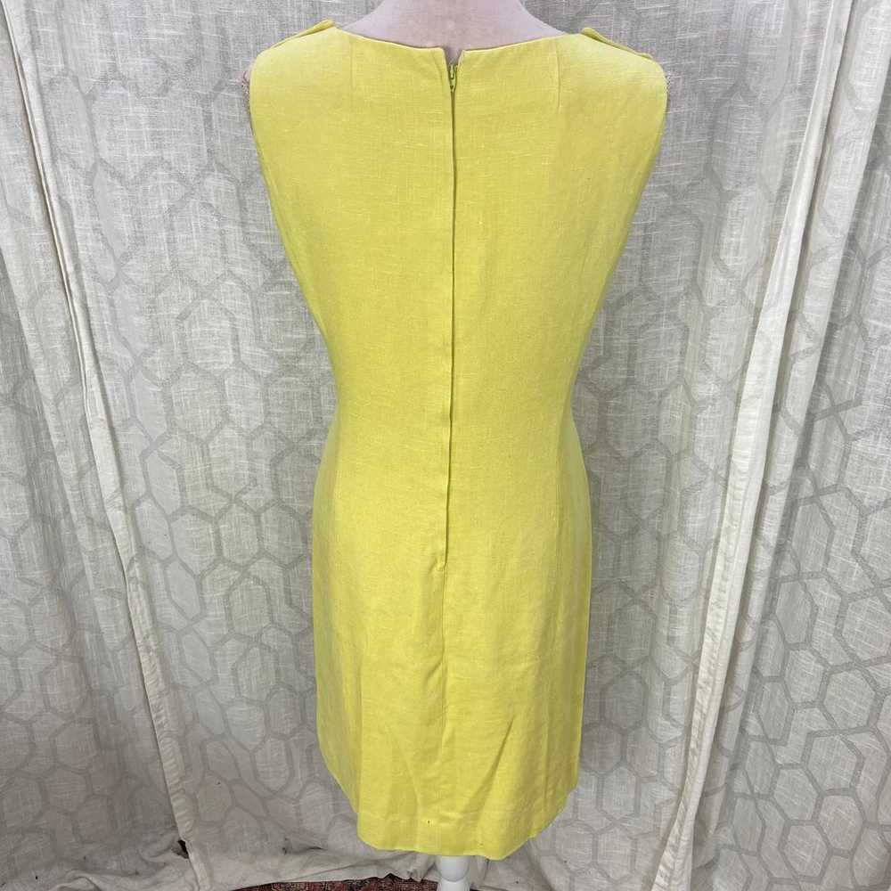 Vintage Lemon Yellow Sheath Dress Est Size M Mod … - image 8