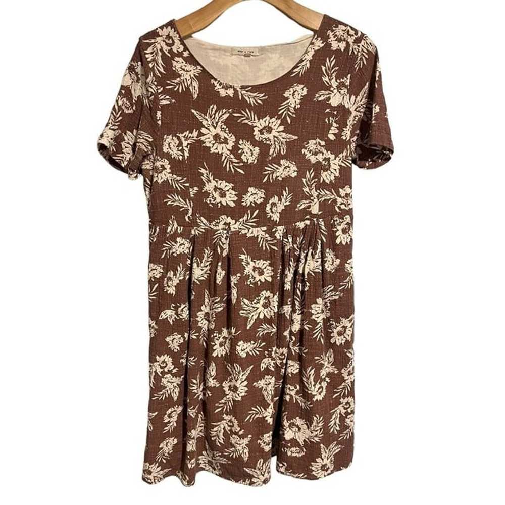 Tea n Rose Dress Womens Large Brown White Floral … - image 1