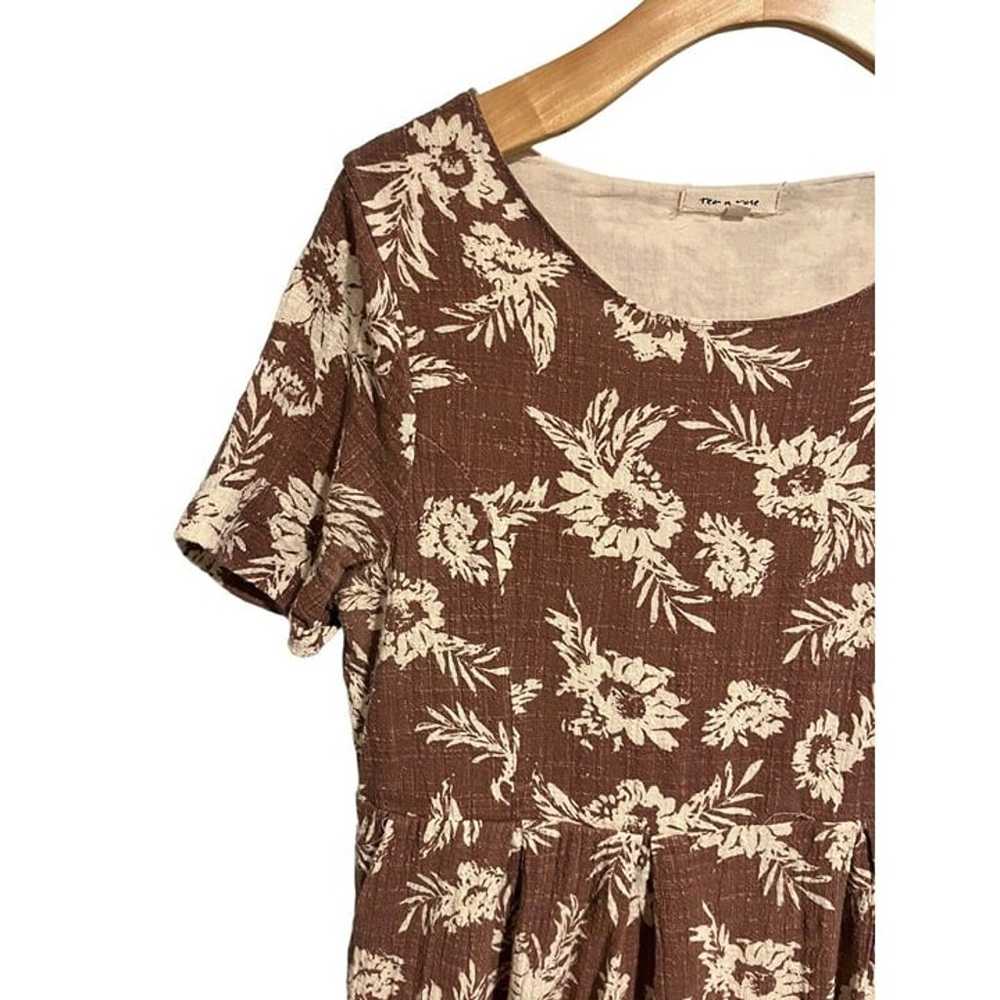 Tea n Rose Dress Womens Large Brown White Floral … - image 2