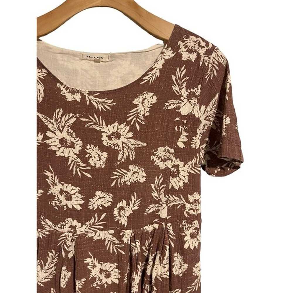 Tea n Rose Dress Womens Large Brown White Floral … - image 3